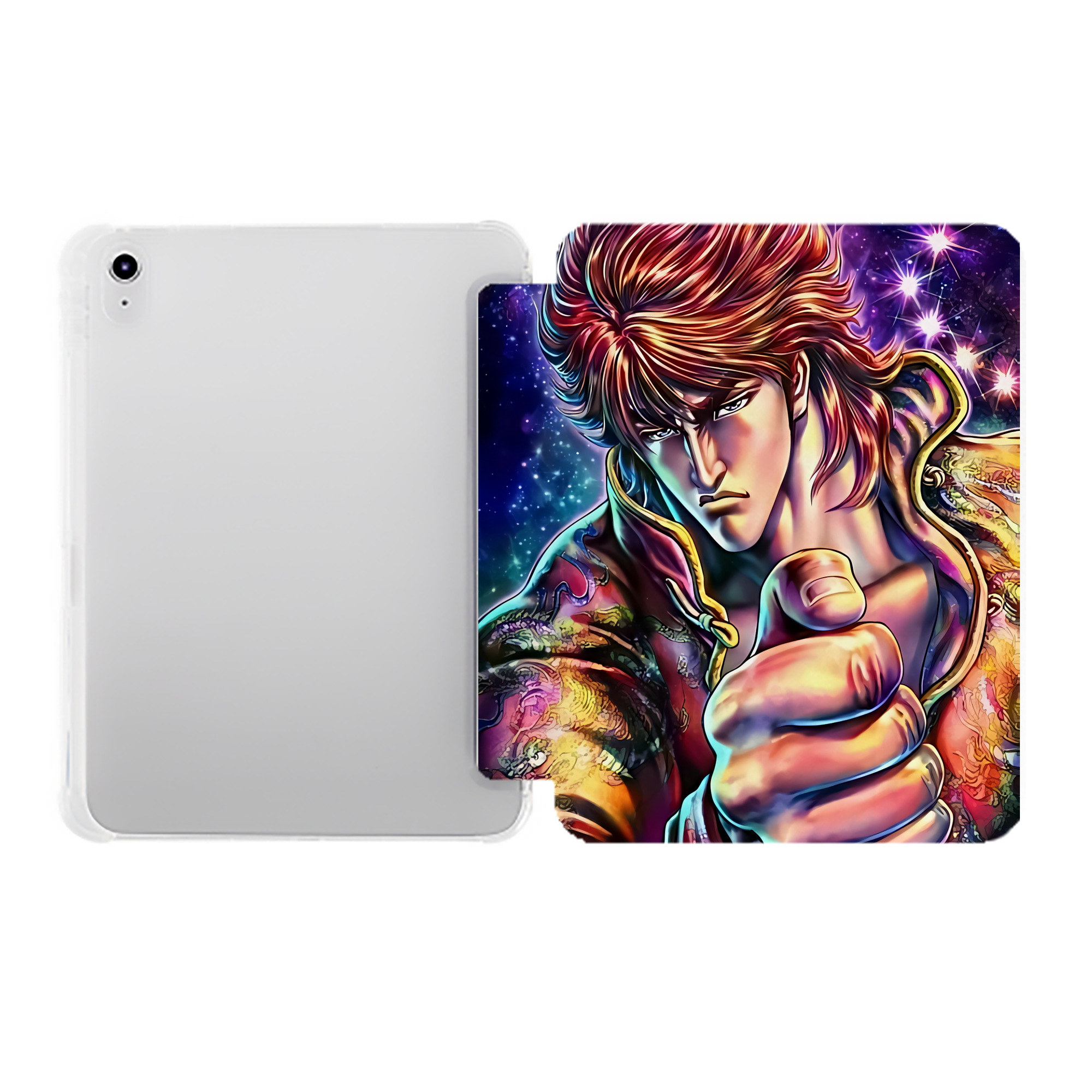 （画像用） 北斗の拳 Fist of the North Star IPad ケース ペン収納付き 三つ折りスタンド PUレザー×シリコン 対応機種9.5/10.5/10.9インチ